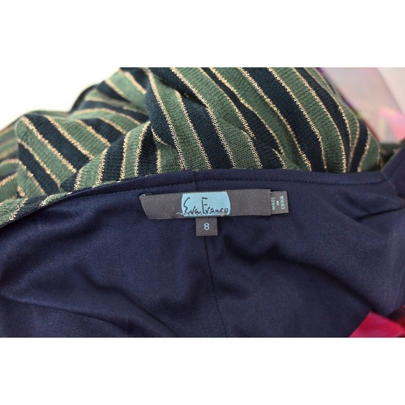 Eva Franco Green and Black Striped Midi Dress - Picture 4 of 5